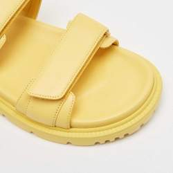 Pre Owned Dior Yellow Leather DiorAct Ankle Strap Sandals Size 38.5