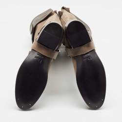 مملوكة مسبقًا Dior Brown Suede and Leather Biker High Boots Size 40