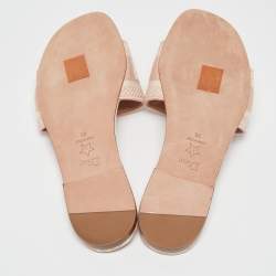 Dior Pink/Cream Fabric Dway Flat Slides Size 38