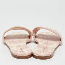 Dior Pink/Cream Fabric Dway Flat Slides Size 38