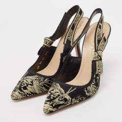 Dior Black/Gold  Fabric and Lurex Fabric J'Adior Pumps Size 36.5