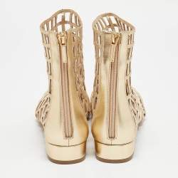 Dior Gold Leather Oracle Ankle Length Boots Size 39