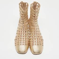 Dior Gold Leather Oracle Ankle Length Boots Size 39