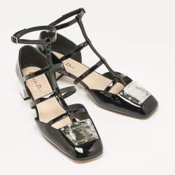 Dior Black Patent Leather La Parisienne Caged Pumps Size 39