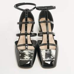 Dior Black Patent Leather La Parisienne Caged Pumps Size 39