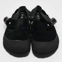 DIOR x Birkenstock Black Suede Tokio Mule Sandals Size 39