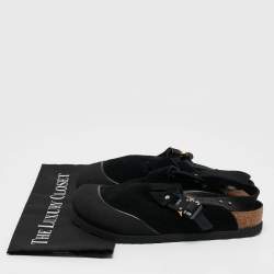 DIOR x Birkenstock Black Suede Tokio Mule Sandals Size 39