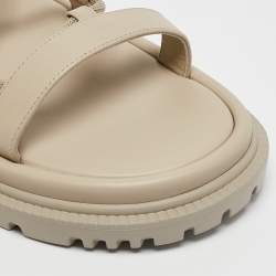 Dior Grey Leather Abbesse Flat Sandals Size 39