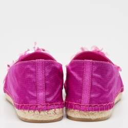 Dior Pink Canvas Embellished Espadrille Flats Size 36