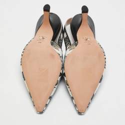 Dior Blue/White Floral Embroidered Canvas J'adior Slingback Pumps Size 39