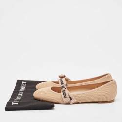 Pre Owned حذاء فلات باليه كريستيان ديور جاديور شبك بيج مقاس 38