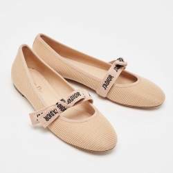 Pre Owned حذاء فلات باليه كريستيان ديور جاديور شبك بيج مقاس 38