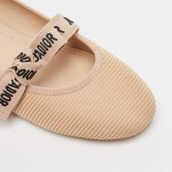 Pre Owned حذاء فلات باليه كريستيان ديور جاديور شبك بيج مقاس 38