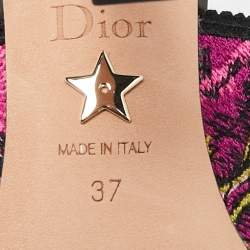 Pre Owned Dior Multicolor Embroidered Canvas J'Adior Slingback Pumps Size 37