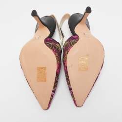 Pre Owned Dior Multicolor Embroidered Canvas J'Adior Slingback Pumps Size 37