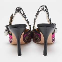 Pre Owned Dior Multicolor Embroidered Canvas J'Adior Slingback Pumps Size 37