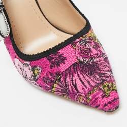Pre Owned Dior Multicolor Embroidered Canvas J'Adior Slingback Pumps Size 37