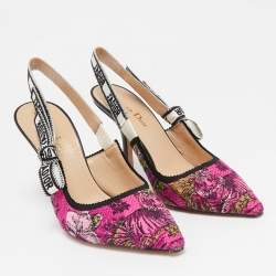 Pre Owned Dior Multicolor Embroidered Canvas J'Adior Slingback Pumps Size 37