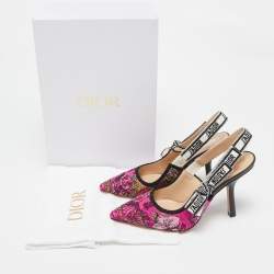 Pre Owned Dior Multicolor Embroidered Canvas J'Adior Slingback Pumps Size 37