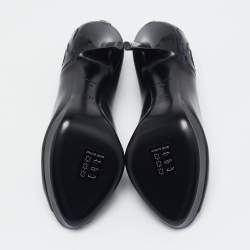 Dior Black/Blue Leather and Suede Rose Detail Peep Toe Pumps Size 38