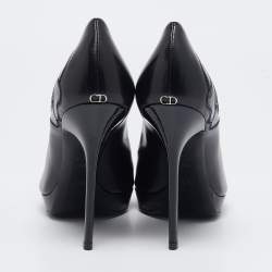 Dior Black/Blue Leather and Suede Rose Detail Peep Toe Pumps Size 38