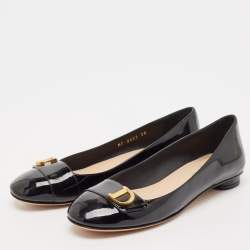 Dior Black Patent Leather C'est Dior Ballet Flats Size 38