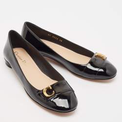 Dior Black Patent Leather C'est Dior Ballet Flats Size 38