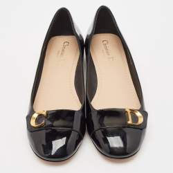 Dior Black Patent Leather C'est Dior Ballet Flats Size 38