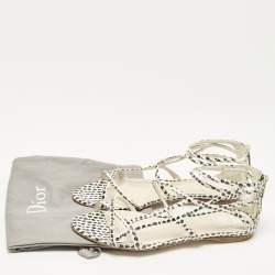 Dior Cream/Black  Polka Dot Python Leather Flat Sandals Size 39