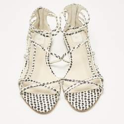 Dior Cream/Black  Polka Dot Python Leather Flat Sandals Size 39