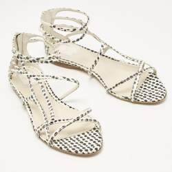 Dior Cream/Black  Polka Dot Python Leather Flat Sandals Size 39