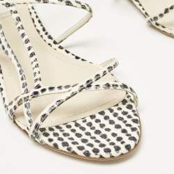 Dior Cream/Black  Polka Dot Python Leather Flat Sandals Size 39