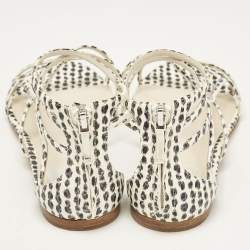 Dior Cream/Black  Polka Dot Python Leather Flat Sandals Size 39