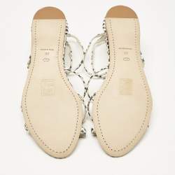 Dior Cream/Black  Polka Dot Python Leather Flat Sandals Size 39