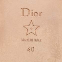 Dior White/Pink Canvas and Shearling Chez Moi Flat Sandals Size 40