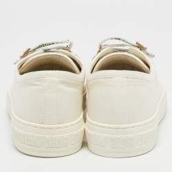 Pre Owned Dior 0ff-White Canvas  Walk'n'Dior Low-Top Sneakers Size 39.5