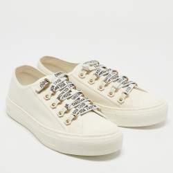 Pre Owned Dior 0ff-White Canvas  Walk'n'Dior Low-Top Sneakers Size 39.5