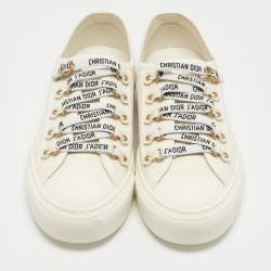 Pre Owned Dior 0ff-White Canvas  Walk'n'Dior Low-Top Sneakers Size 39.5