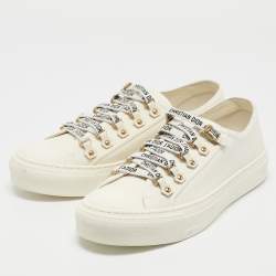 Pre Owned Dior 0ff-White Canvas  Walk'n'Dior Low-Top Sneakers Size 39.5