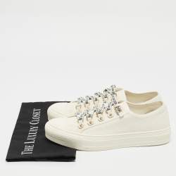 Pre Owned Dior 0ff-White Canvas  Walk'n'Dior Low-Top Sneakers Size 39.5