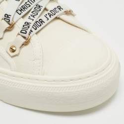 Pre Owned Dior 0ff-White Canvas  Walk'n'Dior Low-Top Sneakers Size 39.5