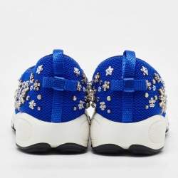 Pre Owned Dior Blue Embellished Mesh Fusion Sneakers Size 38.5