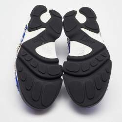Pre Owned Dior Blue Embellished Mesh Fusion Sneakers Size 38.5