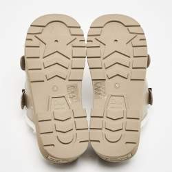 Dior Beige Leather and Shearling Fur Diorquake Strap Sandals Size 36