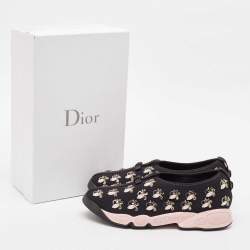 Pre Owned Dior Black Embellished Mesh Fusion Sneakers Size 40
