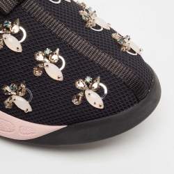 Pre Owned Dior Black Embellished Mesh Fusion Sneakers Size 40