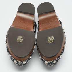 Dior Navy Blue Oblique Canvas and Leather Slingback Clogs Size 40