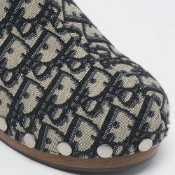 Dior Navy Blue Oblique Canvas and Leather Slingback Clogs Size 40