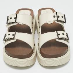 Dior Ivory Leather Diorquake Slide Flats Size 40