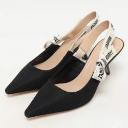Pre Owned Dior Black Canvas J'Adior Slingback Pumps Size 38.5